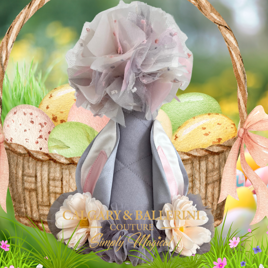 Order Bunny Birthday Outfit for Toddlers – 2-Piece Luxury Grey Bunny Dress and Matching Birthday Hat Collection, Calgary and Ballerini.