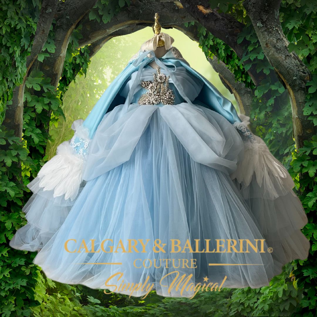 Buy Luxury Cinderella birthday party Couture Princess Blue Ball Gown – Handmade Fantasy Princess Dress for Girls with Heirloom Puffy Sleeves, Calgary and Ballerini.