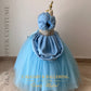 buy Luxury Cinderella Divine butterfly princess gown, handmade ice blue couture with 3D butterfly accents and shimmering glitter tulle, heirloom birthday dress, Calgary and Ballerini.