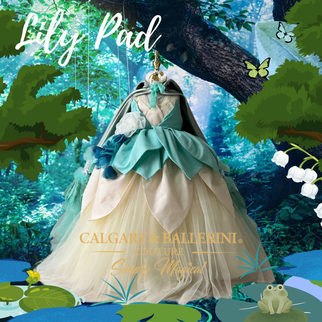 Bespoke Enchanted Lily Gown - 2026 Sage Green & Mint Glow Chateaucore Couture - Artisan Silk Petal Architecture & Layered Botanical Tulle - No-Itch Silk Shield - Calgary and Ballerini 21 Years