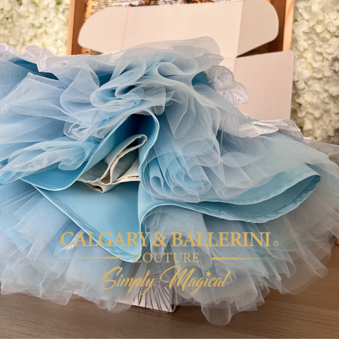 buy handmade Light blue tulle fabric party dress for toddlers 