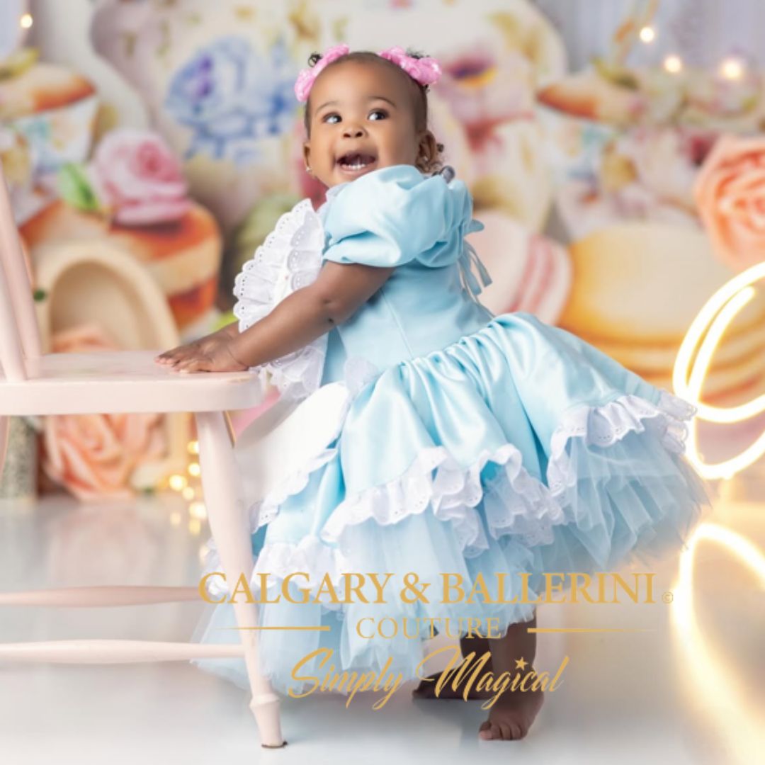 shop Disney inspired Alice in Wonderland Artisan Gown | 2026 Handmade Girls 1st Birthday Dress