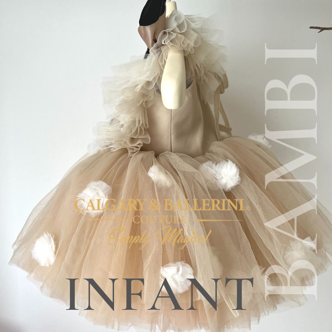 Shop Disney inspired Calgary and Ballerini baby deer ensemble designed for portrait integrity and luxury milestone events.