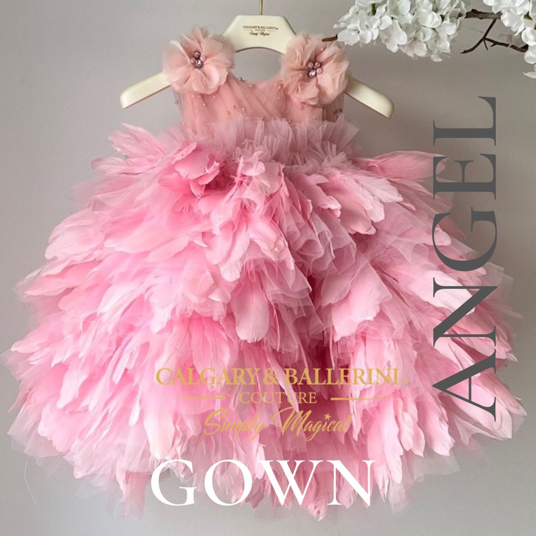Pink Goose Feather Dress for Girls 12-18 month