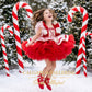 Luxury Candy Cane Christmas Dress Girls | Holiday Couture Gown