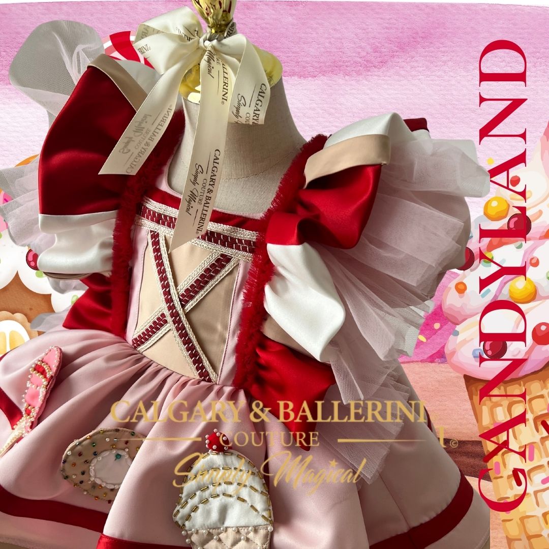 Cnadyland costume ice cream jeweled motif details on skirt - close up 