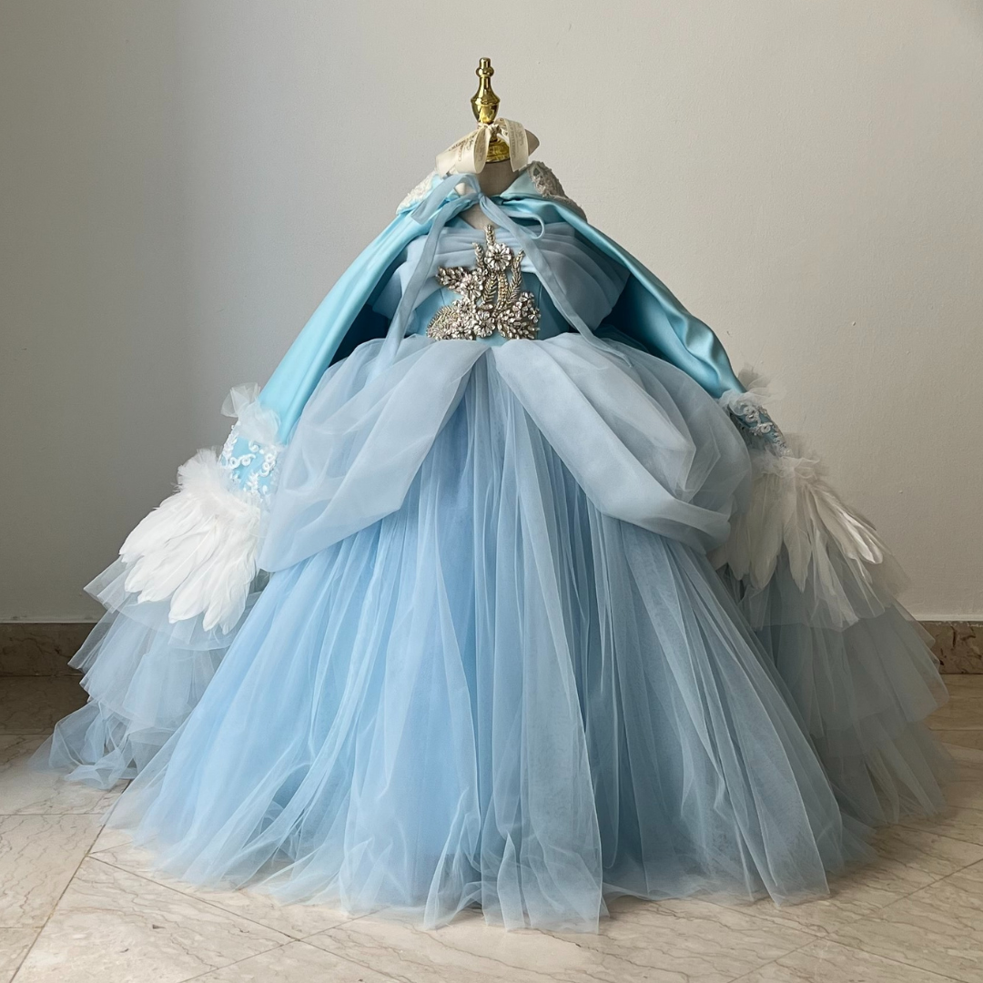 Buy Fantasy birthday party Princess Fantasy Gown – Extra Puffy Blue Cinderella Inspired Ball Gown for 1st Birthday and Luxury Celebrations, Calgary and Ballerini.