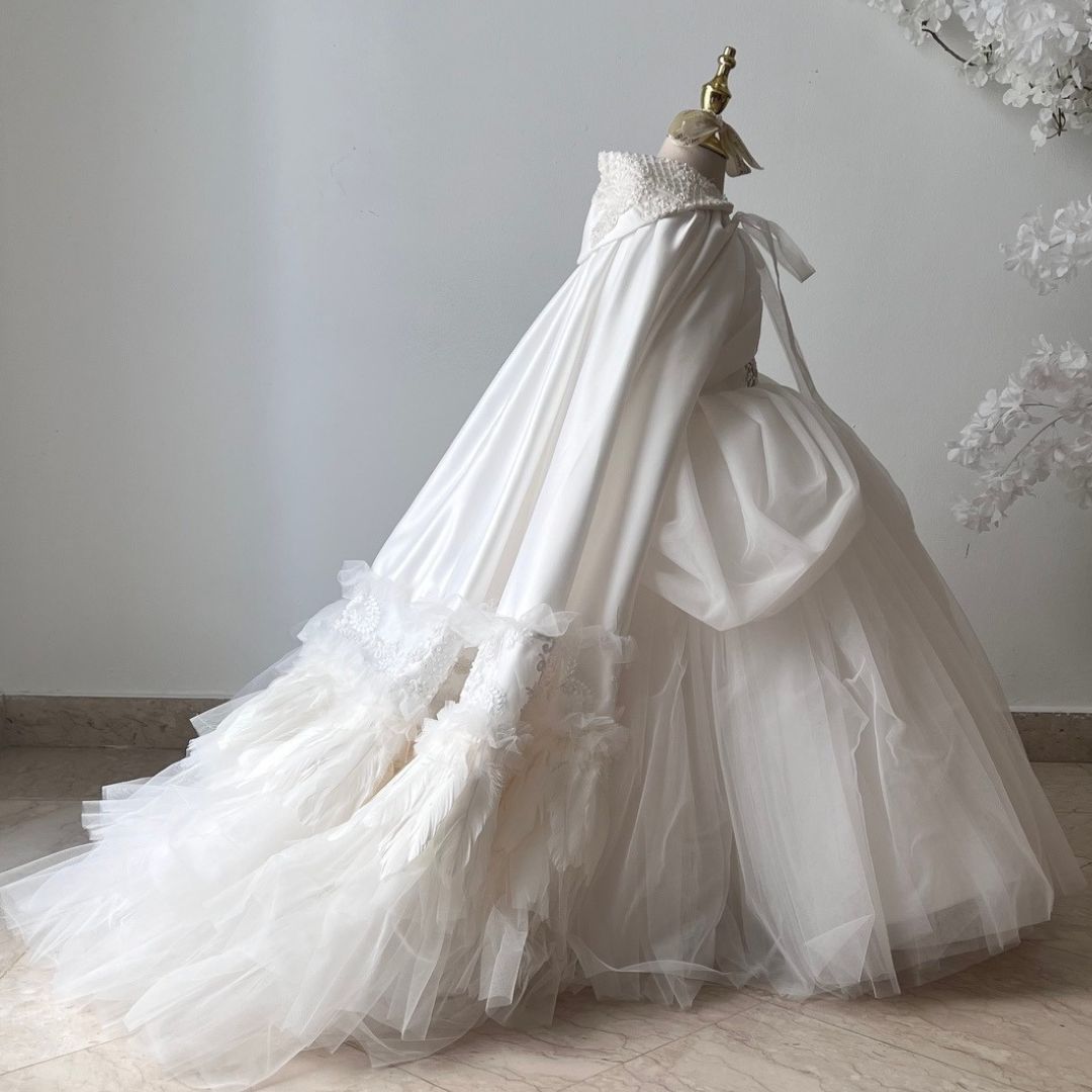 First Communion Dress |  Cinderella White Cape