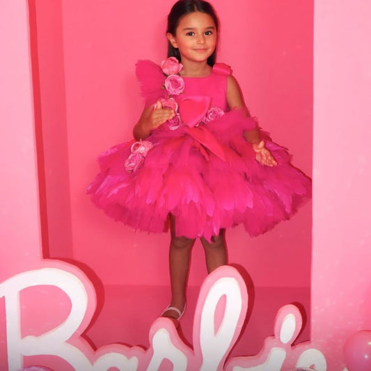 Shop Coquette Bow Heirloom Dress in Parisian Pink Royale – High-End French Aesthetic Birthday Gown for Professional Milestone Photography, Calgary and Ballerini.