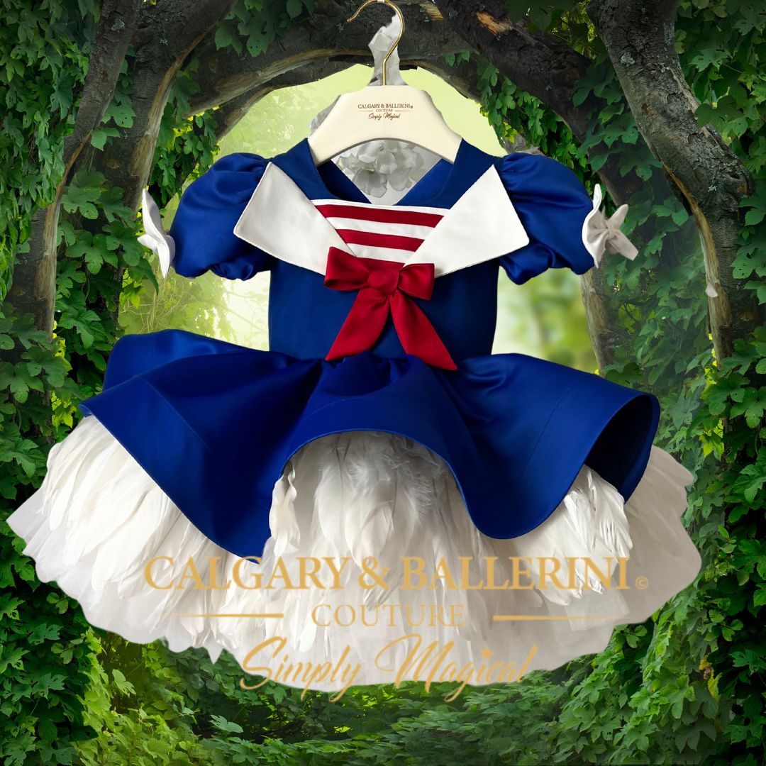 Maritime-Chic Nautical Girls Feather Dress