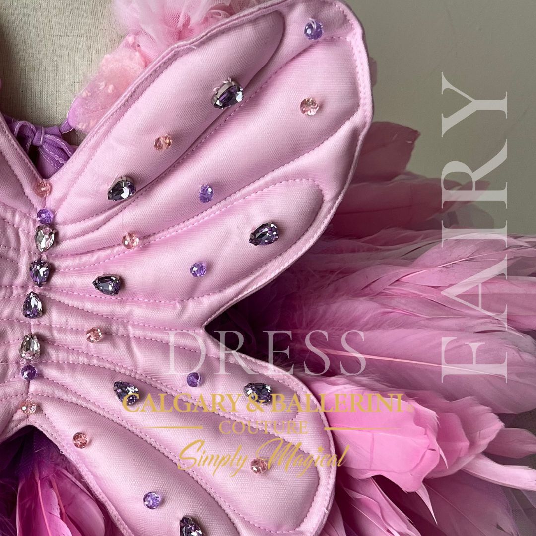 Shop Bespoke Portrait Fairy Birthday Dress Pink with Sparkle Wings 6