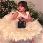 Ivory Feather Knee Length (Ages 6M–6Y) Kids Princess Dress Outfit