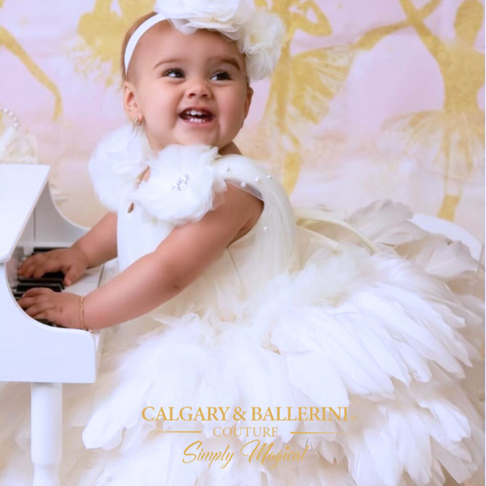 First Birthday Dress  | White Feather Outfit