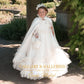 $2,150 Couture Communion Dress Ivory Gown & Cape with Feathers