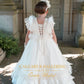 $2,150 Couture Communion Dress Ivory Gown & Cape with Feathers