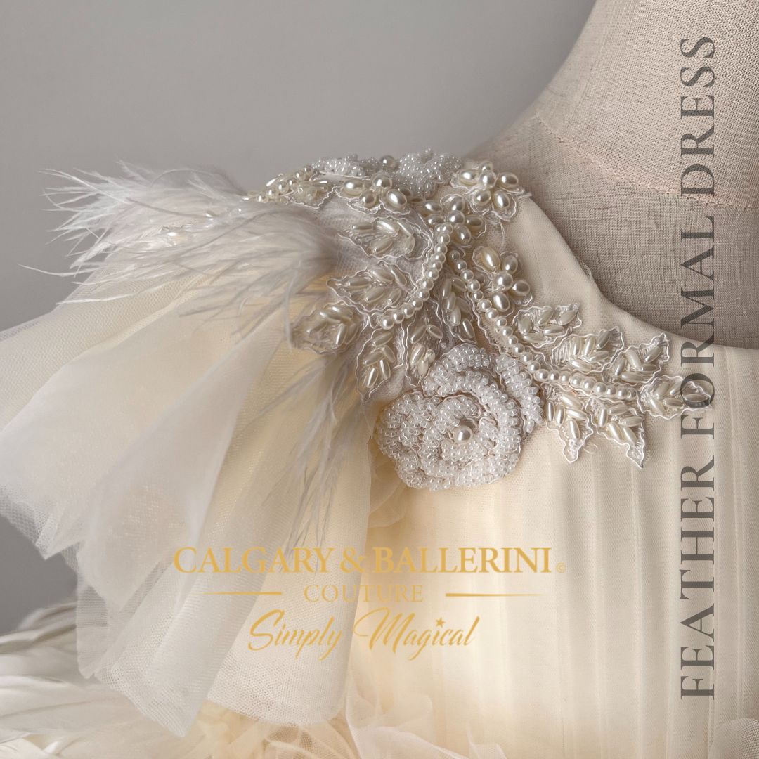 Couture Feather Dress for Girls Pearl & Goose Ivory Outfit (Ages 116) Couture Feather Dress for Girls Pearl & Goose Ivory Outfit (Ages 116)