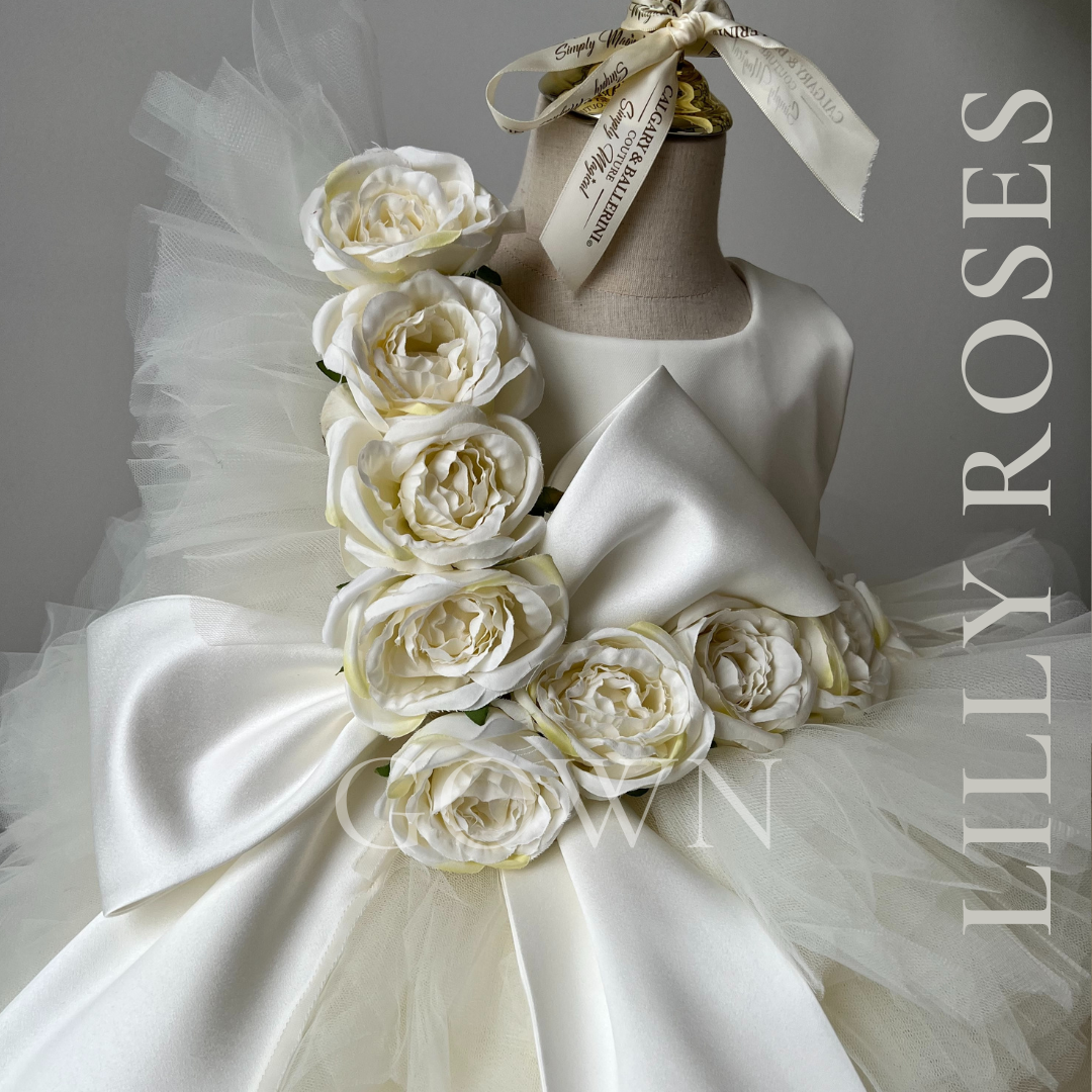 bodice close up Ivory Flower Girl Dress for wedding day 