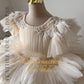 Luxury flower girl dress for girls in ivory satin and lace