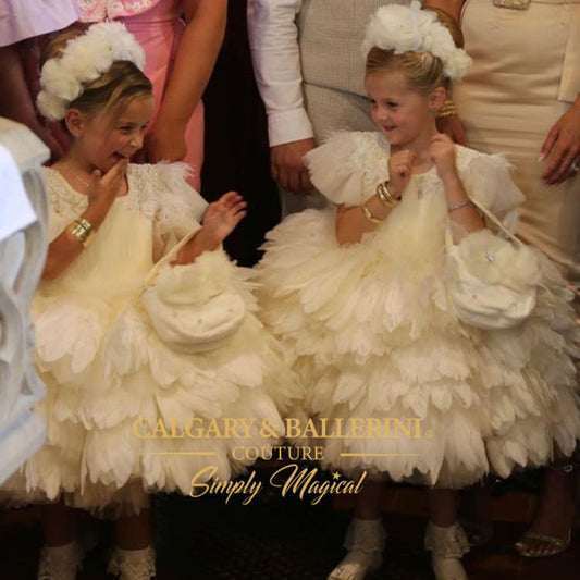 Luxury Baby Girl Baptism Dresses | Custom Formal Feather Dresses