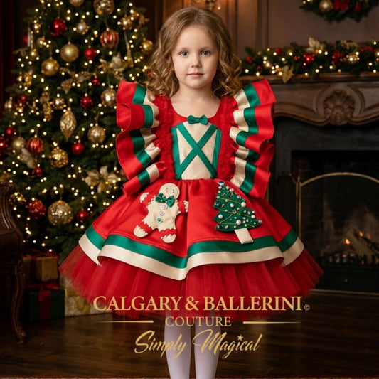 Luxury Heirloom Gingerbread Dress Holiday Portrait Outfit