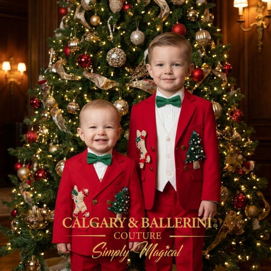Boys Red Gingerbread Holiday Couture Suit