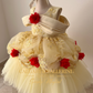 Outrageous Showstopping Golden Rose Heirloom Kids Couture Dress (Ages 1–8 yrs)