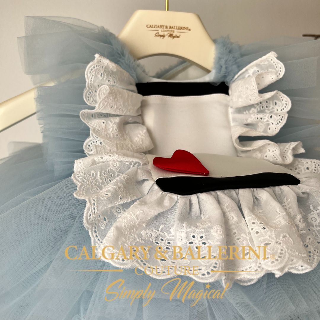 Artisan Hand-Stitched Alice in Onederland First Birthday Outfit – Luxury Heirloom Keepsake Gown with Intricate Lace Detailing, Calgary and Ballerini.
