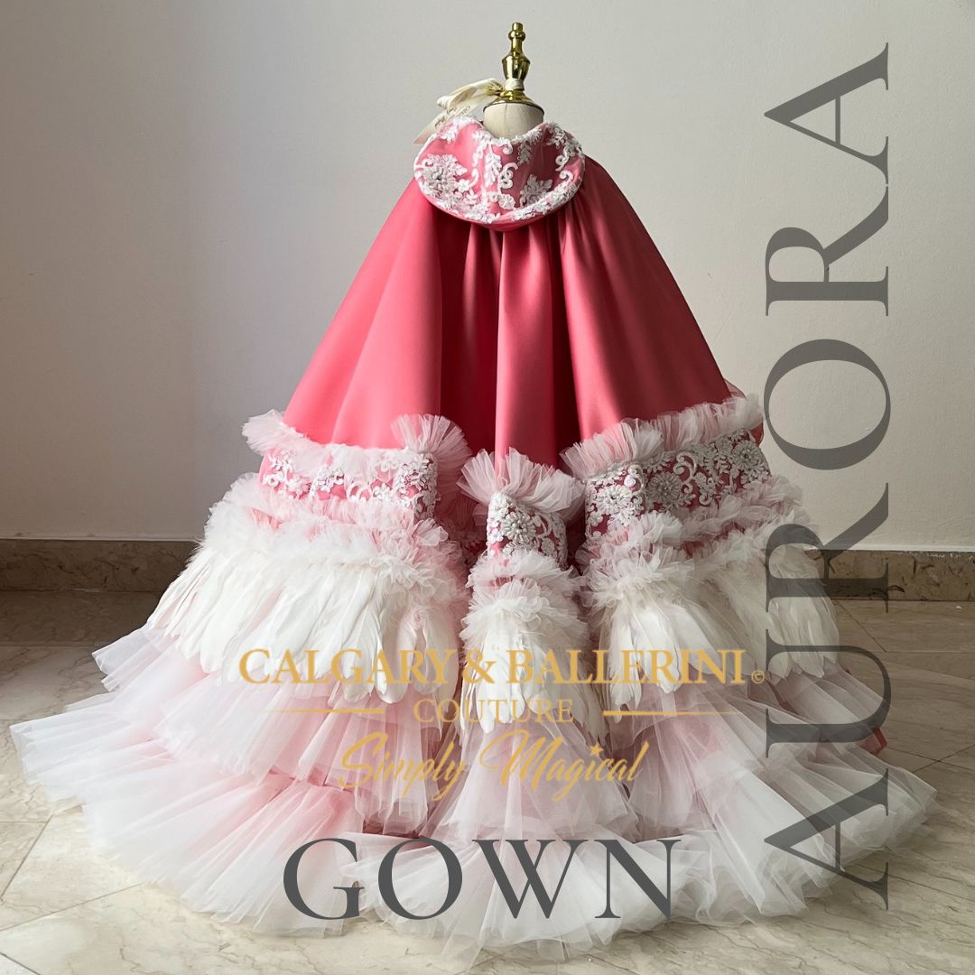 Handcrafted Aurora Sleeping Beauty dress with royal cape