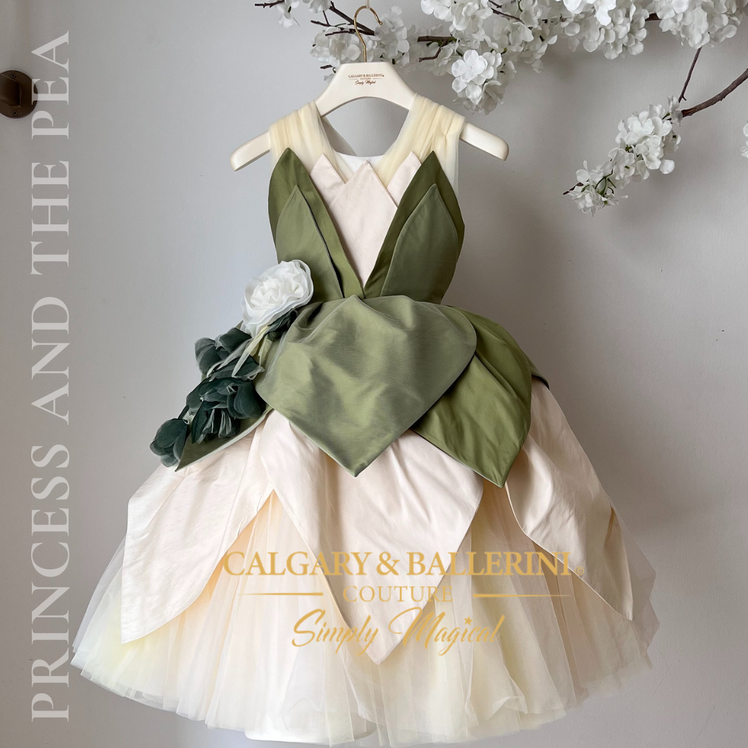 Handcrafted Princess and the Frog dress with floral details