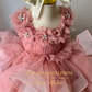 Handmade iridescent pink Glinda princess dress, luxury layered tulle ball gown with shimmering butterfly embroidery and satin bodice, boutique milestone birthday couture, Calgary and Ballerini.