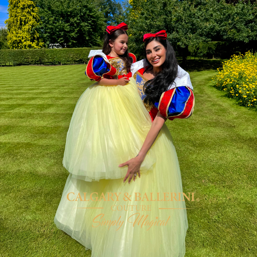 Handmade Snow White costume for adults with red cape