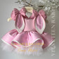 Shop heirloom bunny dress girl couture in pink satin, luxury artisan quality for some bunny is one birthday themes and Easter celebrations.