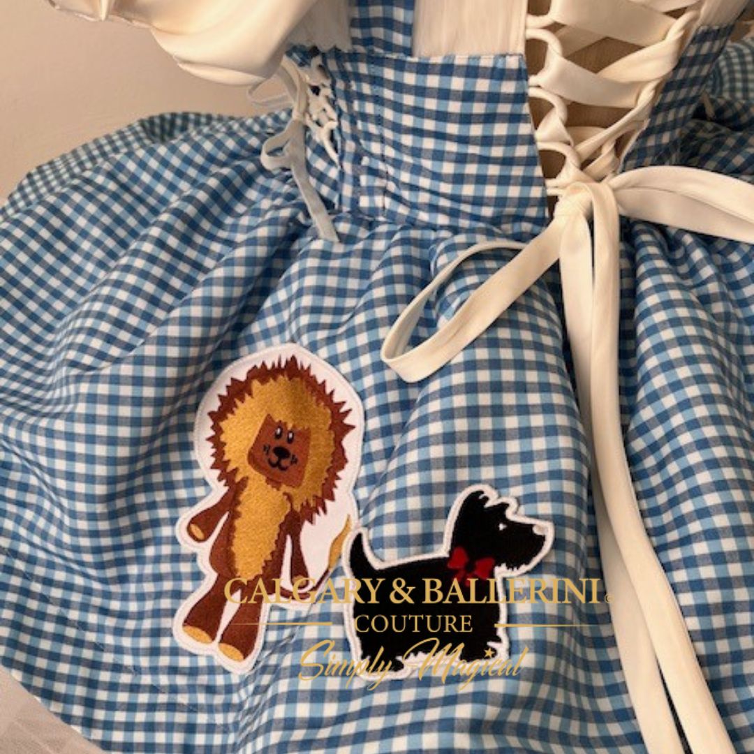 Shop heirloom Wizard of Oz couture mommy and me matching set, luxury hand-embroidered gingham dresses for investment-piece occasion wear.