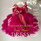 Hot pink baby birthday dress with satin bow