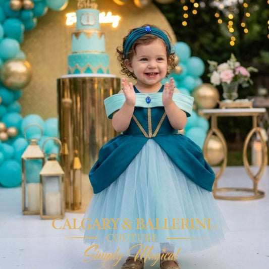 Teal Princess Dress Baby Girls