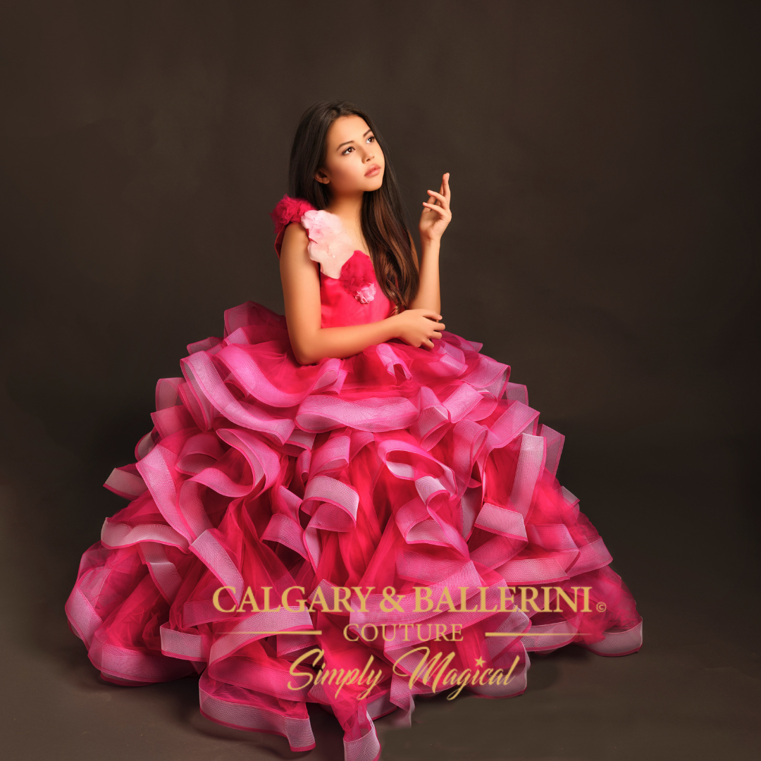 designer luxury pink flower girl dresses