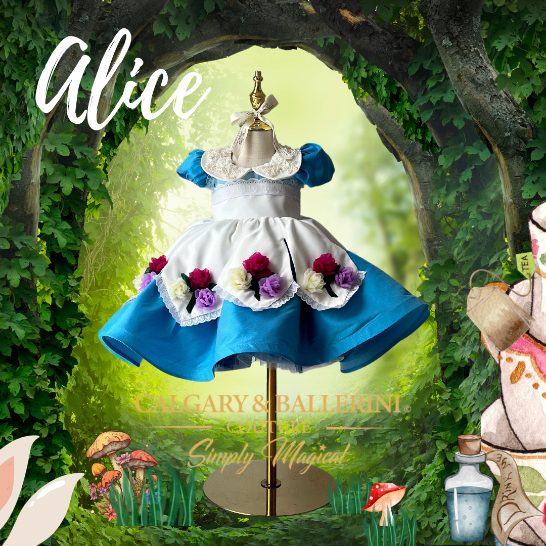 Luxury Alice in Wonderland-inspired dress for girls