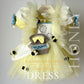 Luxury baby girl Winnie the Pooh outfit with handcrafted embroidery and a twirl skirt