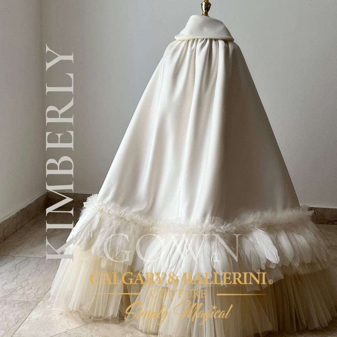 Luxury modest First Communion gown for girls, handmade white lace heirloom dress with long sleeves and silk accents, boutique religious couture, Calgary and Ballerini.