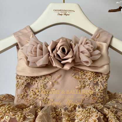 Blush Pink Flower Girl Dress Elegant rose gold dress for baby’s first birthday party