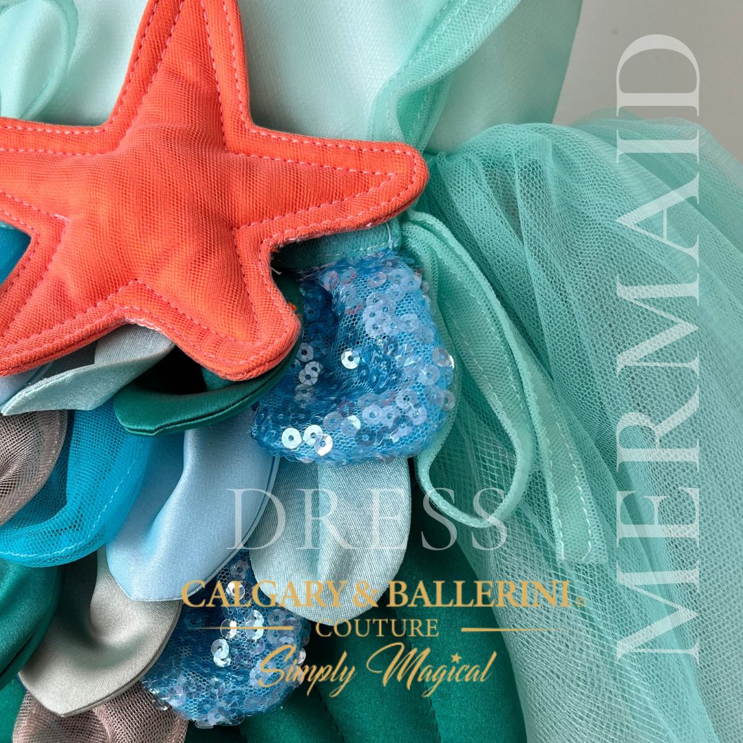 mermaid costume scales made of satin and tulle 