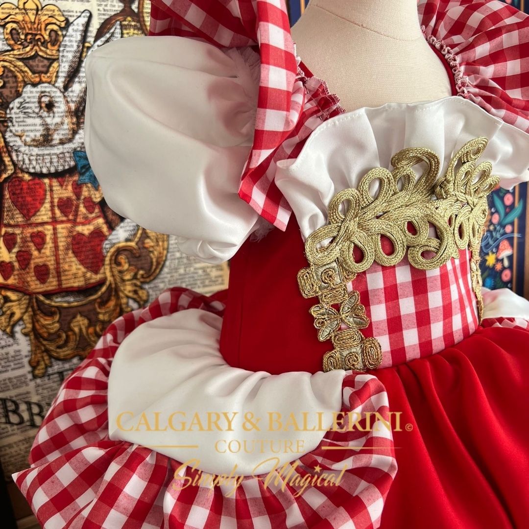 Luxury Mrs. Claus Couture Girls Gown $900 (Ages 1–6 yrs)