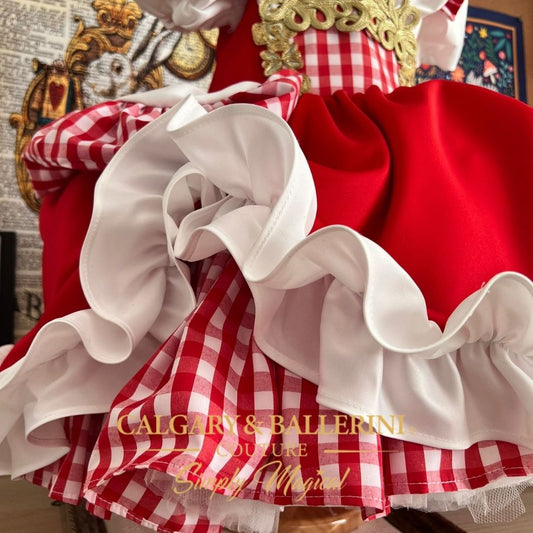 Luxury Mrs. Claus Couture Girls Gown $900 (Ages 1–6 yrs)