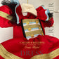 ringmaster dress kids costumes dress close up with light blue trim and gold buttons 
