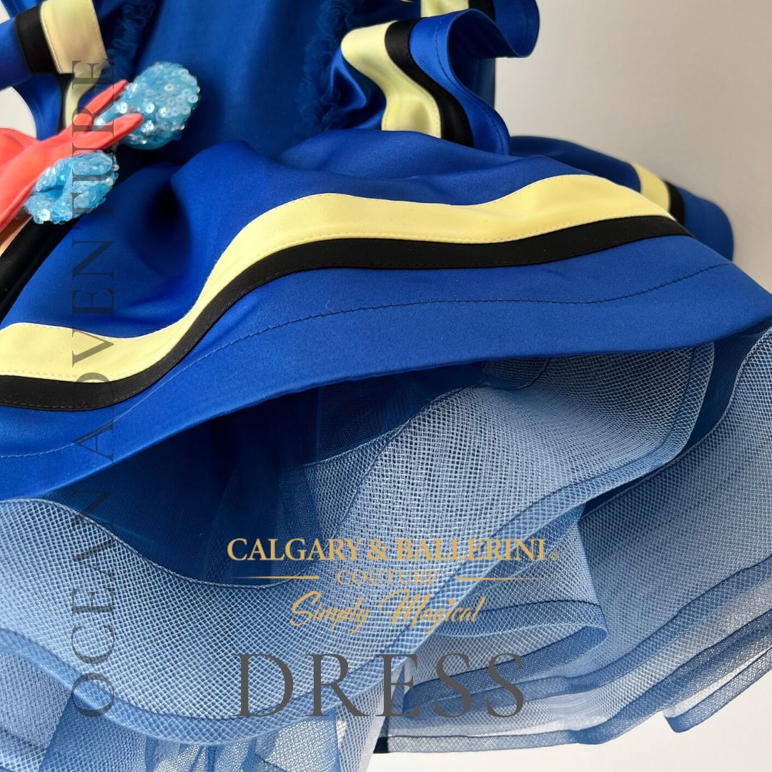 Finding Dory Disney Dory character girls costume finding Dory - close up of skirt details ocean waves on skirt 