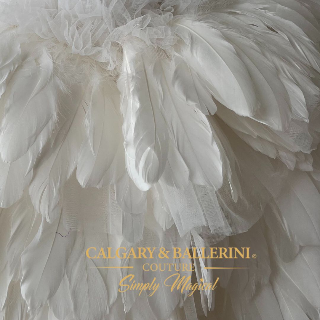 White Goose Feather (Ages 6M–10Y) Kids Birthday Party Dress