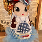 Order a bespoke blue gingham party hat with Dorothy embroidery, luxury handmade 1st birthday accessory for Wizard of Oz themed parties