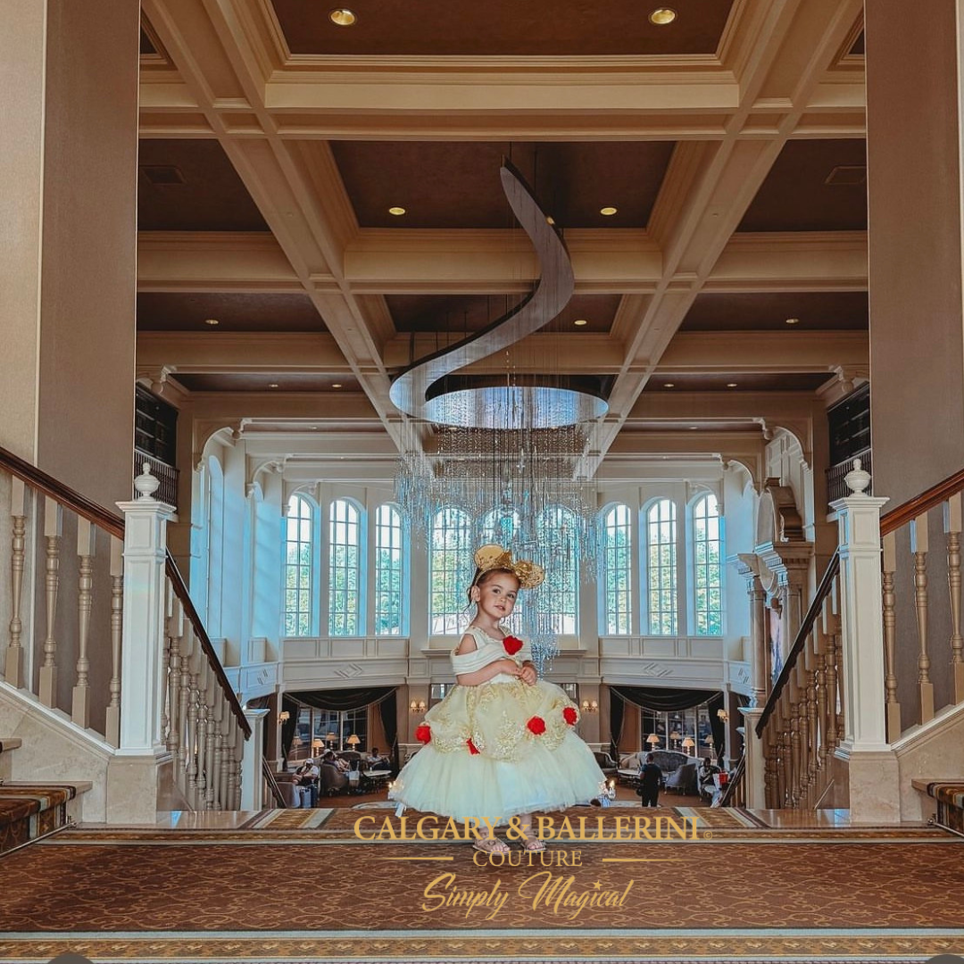 Shop Calgary and Ballerini Belle Dress | Master Artisan Yellow Lace & Rose Couture