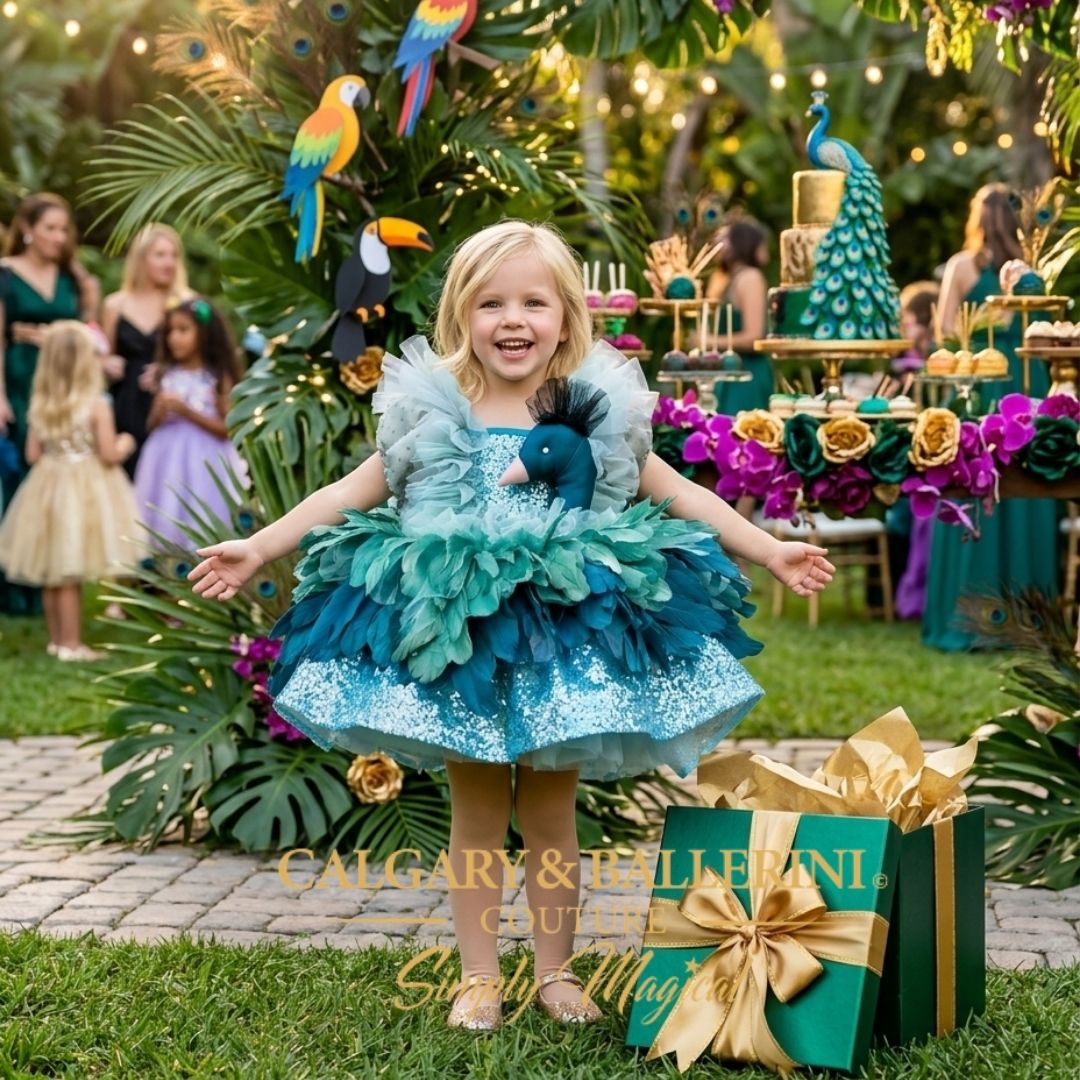 Peacock Birthday Dress Girls