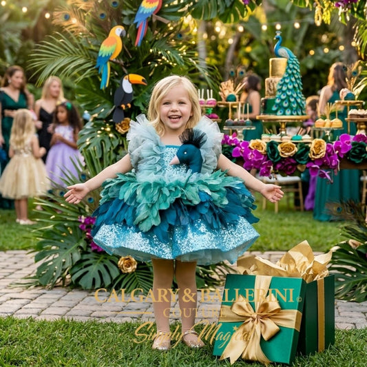 Peacock Birthday Dress Girls
